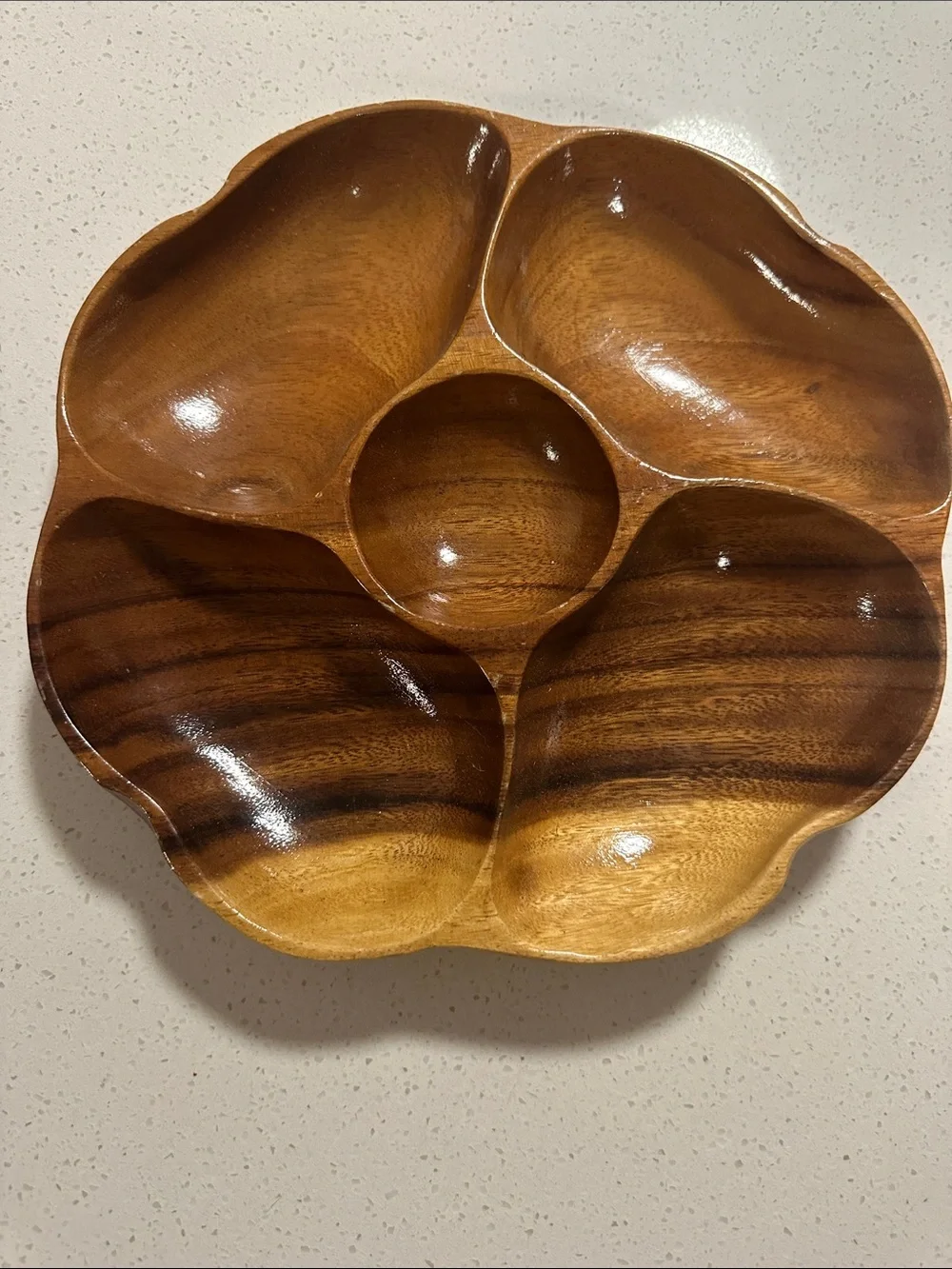 Wooden 5-Section Snack Serving Tray - Brown